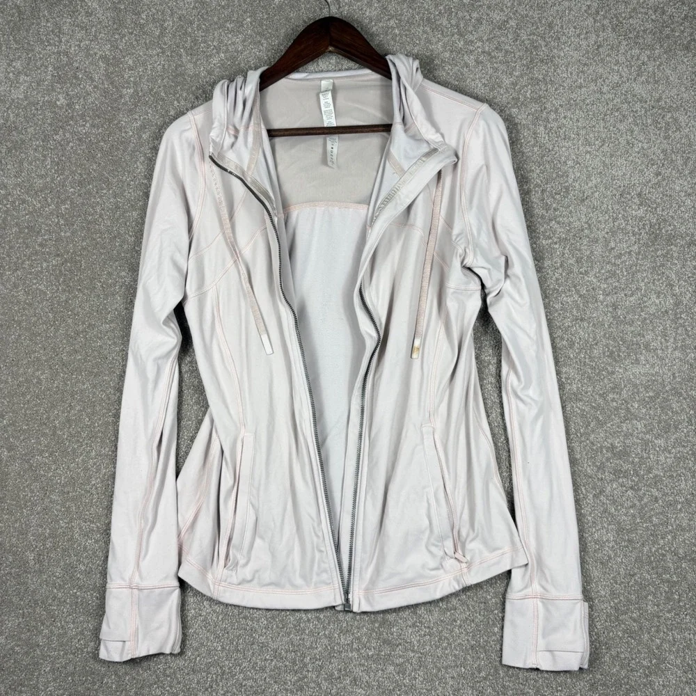 Lululemon Hooded Mesh Vent Jacket Pale Pink Size 12 Yoga Running Layer